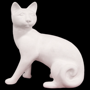 Sitting Housecat Primed Fiberglass Sculpture Icon Poly