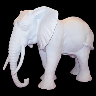 Elephant Primed Fiberglass Sculpture Icon Poly