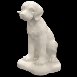 Sitting Puppy Primed Fiberglass Sculpture Icon Poly