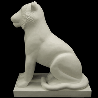 Sitting Tiger Primed Fiberglass Sculpture Icon Poly